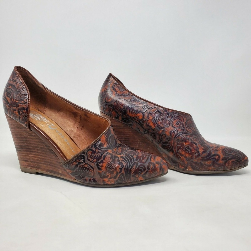 Jeffrey Campbell Brown Embossed Wedge Sandals